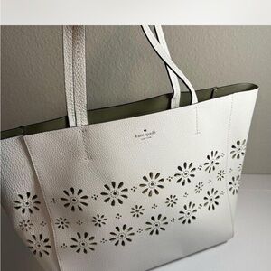 Kate Spade White Cutout Floral Tote